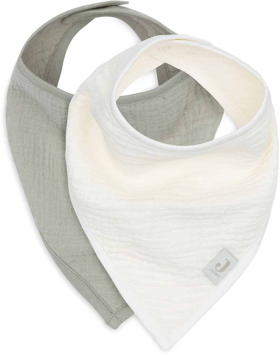 Jollein baby slab bandana - hydrofiel - slabbetjes baby - 2 stuks - olive green oatmeal