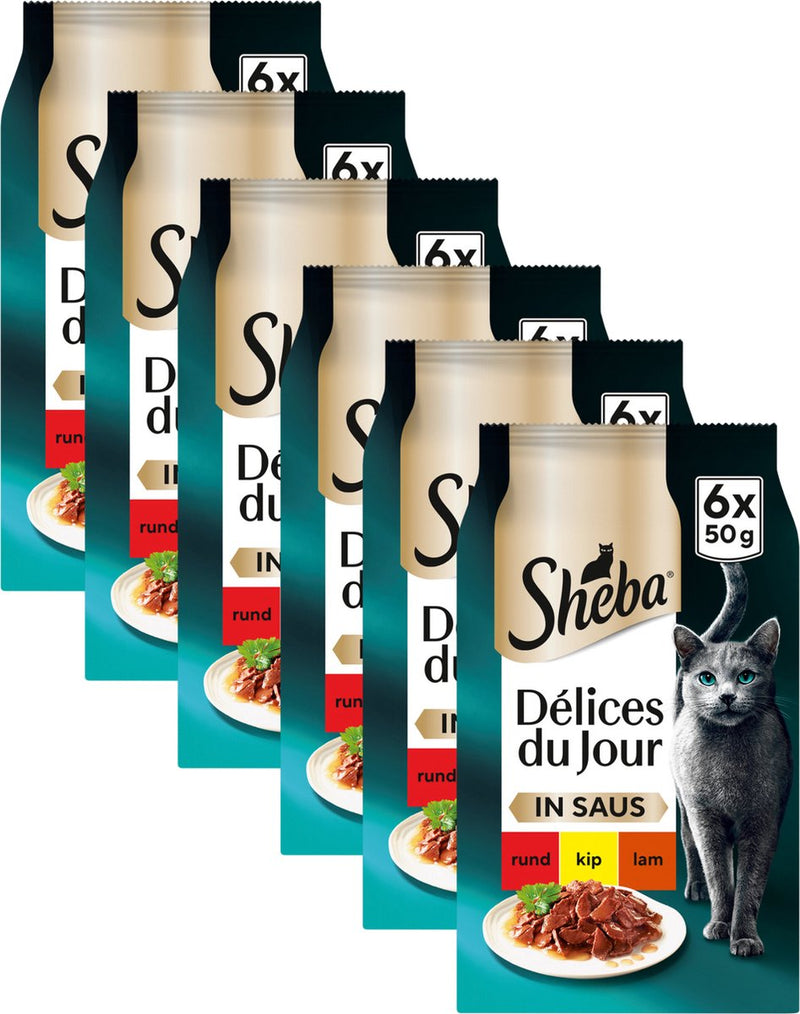 Comida para gatos Sheba - delicias del día - selección de carnes en salsa comida húmeda para catering - 36x50 g