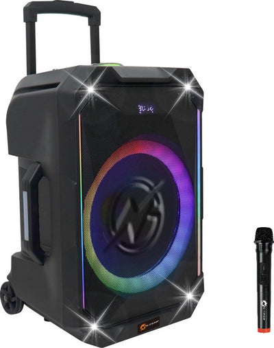 N-gear the flash 1540 - altoparlante karaoke - woofer da 15 - bluetooth - spettacolo di luci LED - incl. microfoni senza fili