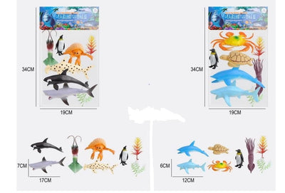 Animali dell'oceano in busta 8 pezzi 32x19x6cm