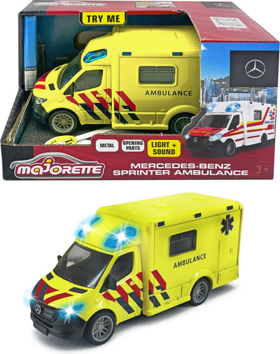 Majorette grand series - mercedes-benz sprinter ambulance nl - metal - luz y sonido - 12,5 cm - vehículo de juguete