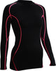 Avento compressieshirt - lange mouw - dames - zwart roze - maat 38