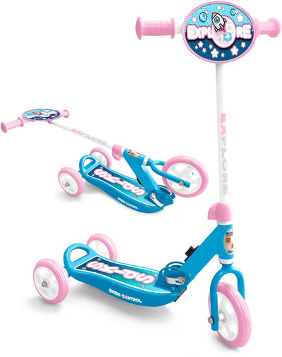 Sello rosa plegable scooter de tres ruedas control de patines