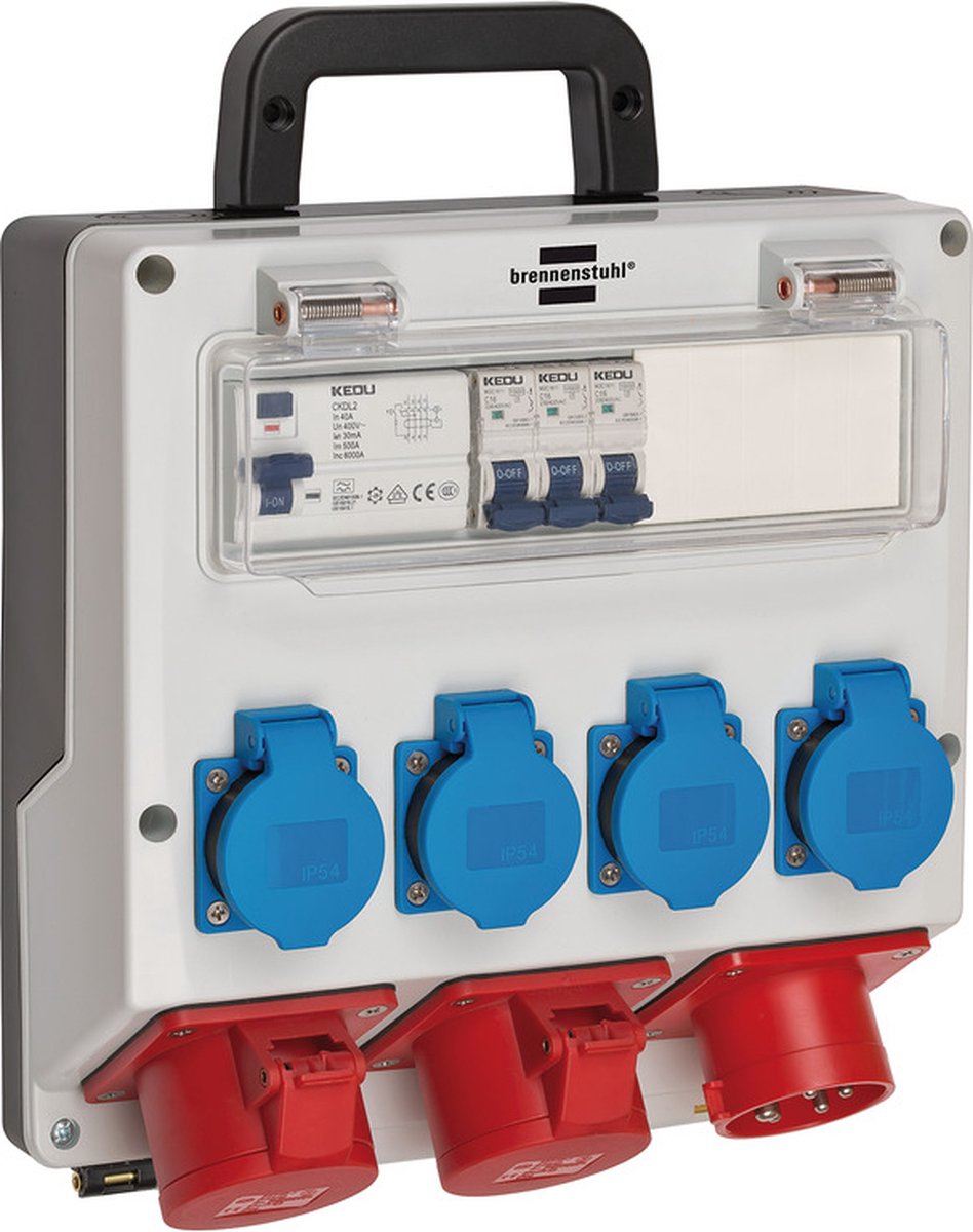 Brennerstuhl distribuidor de pared 4 16a ip44 3x ls 230v 16 a, 1xfi 40 a 4 polos 30ma