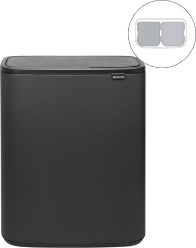 Brabantia bo touch bin contenedor de basura - 2 x 30 litros - separación de residuos - mineral infinito gris
