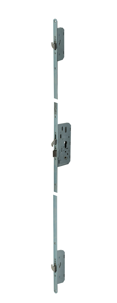 Cerradura de seguridad multipunto Nemef 4916 | accionado por manivela | kg*** | dm65mm | Cilindro pc72mm encima de la manivela | placa frontal de acero galvanizado 20x1700mm redondeada | dr 1+3 2+4 - a000307703