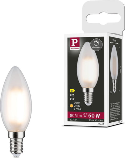 Paulmann filamento 230 v candela led e14 806lm 5,9w 2700k dimmerabile opaco