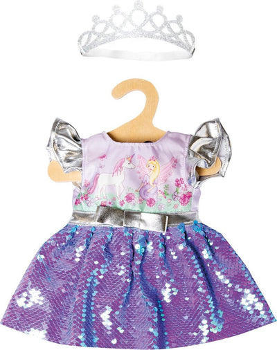 Heless Doll Dress Fee and Unicorn with sequins and Kroon, 35-45 cm