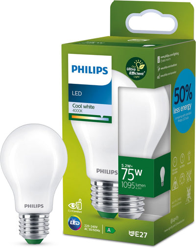 Philips LED Lámpara LED Philips ultra eficiente mate - 75 W - E27 - luz blanca fría