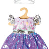 Heless Doll Dress Fee and Unicorn with sequins and Kroon, 28-35 cm