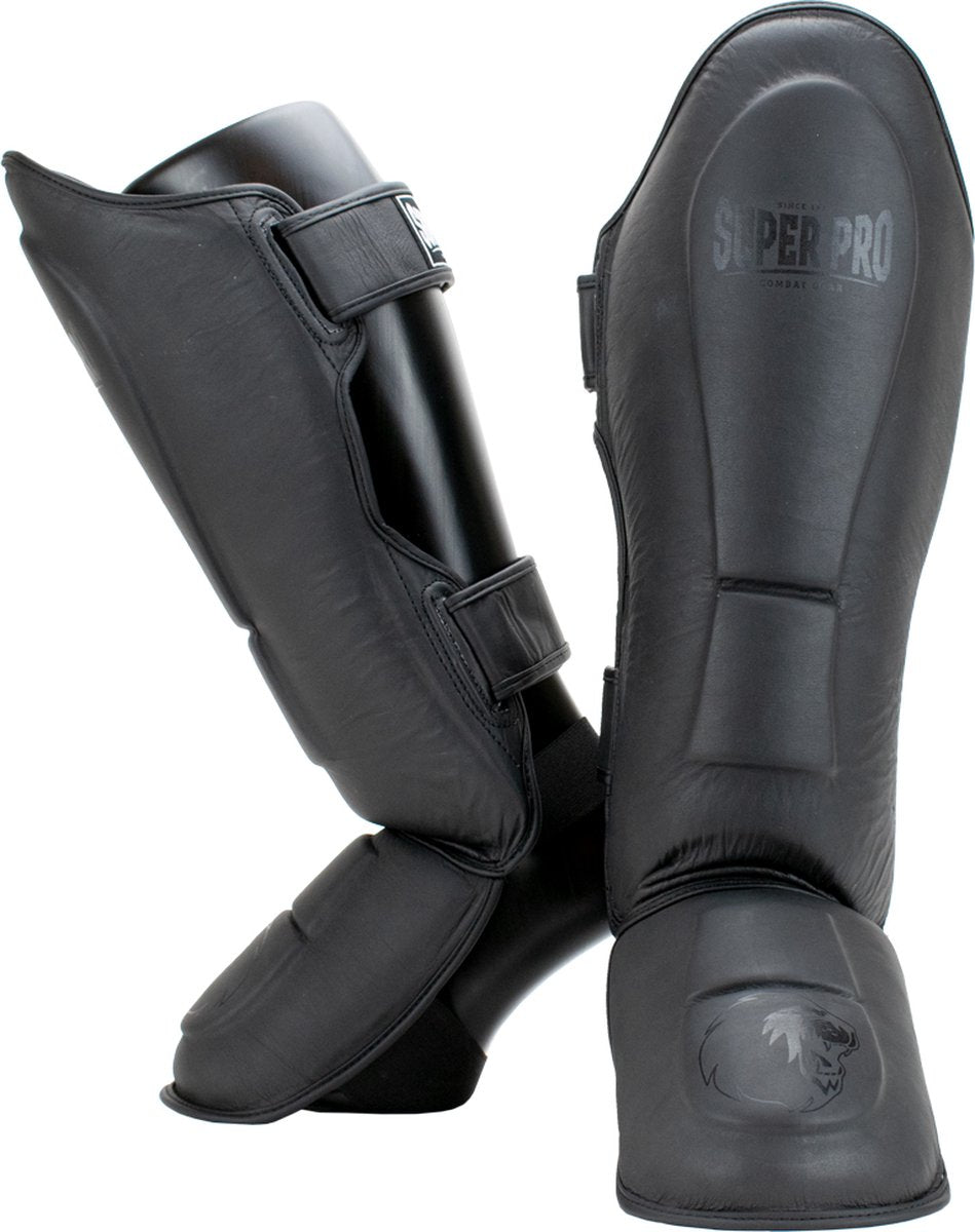Super pro combat gear lederen scheenbeschermer guardian grijs extra large