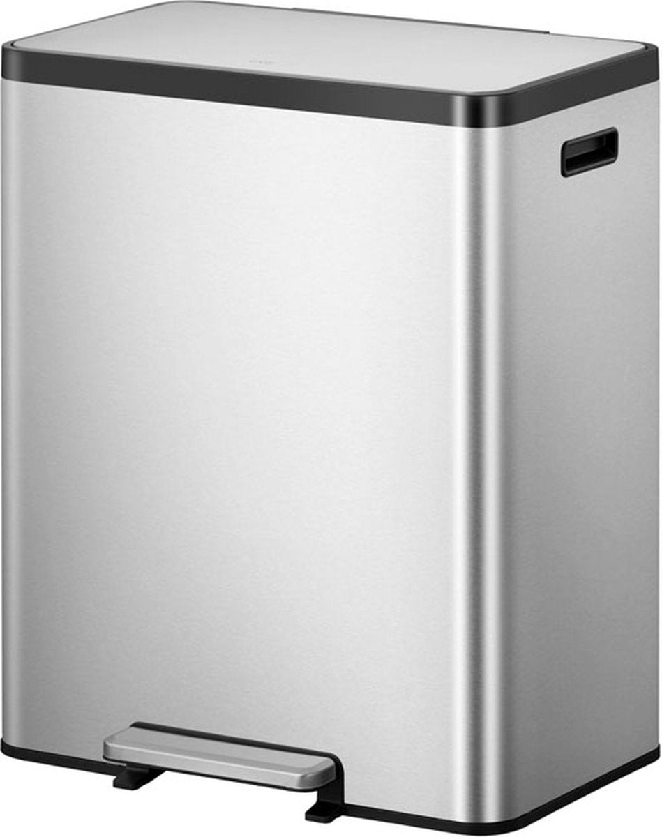 Eko - papelera de reciclaje con pedal ecocasa 2 30+30 litros - acero inoxidable - acero inoxidable mate - papelera