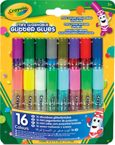 Crayola - colla per hobby - 16 tubi di colla glitter - lavabile dalla pelle e dai vestiti