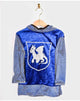 Costume da cavaliere Den Goda fen - camicia in velluto con cappuccio - 98-104 cm - 2-4 anni - blu