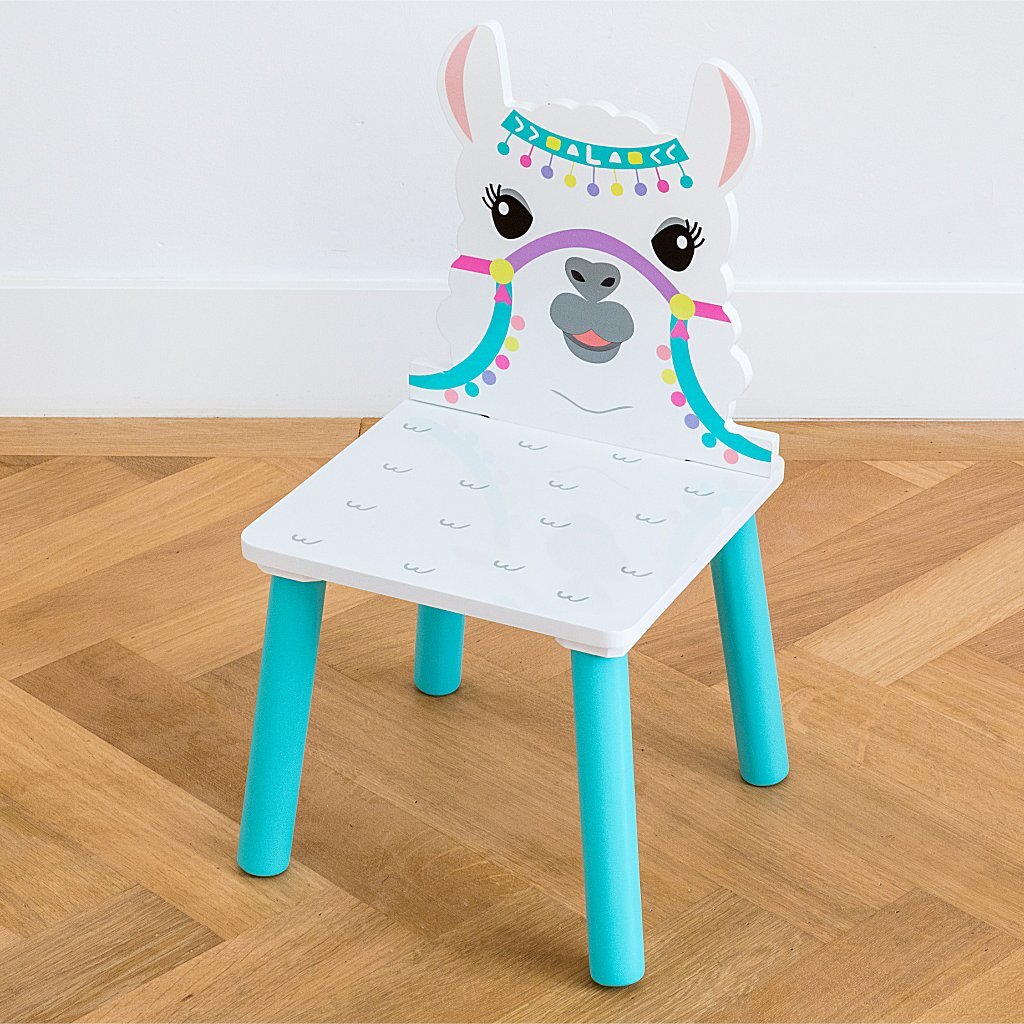 Lama houten tafel met 2 stoelen