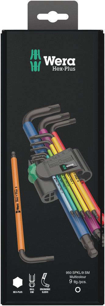 Wera 950 spkl 9 sm n multicolour stiftsleutelset, metrisch, blacklaser, 9 -delig - 1 stuk(s) - 05073593001