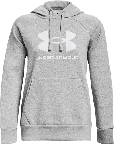 Sudadera deportiva Under Armour UA Rival Fleece Big Logo HD para mujer - Gris - Blanco