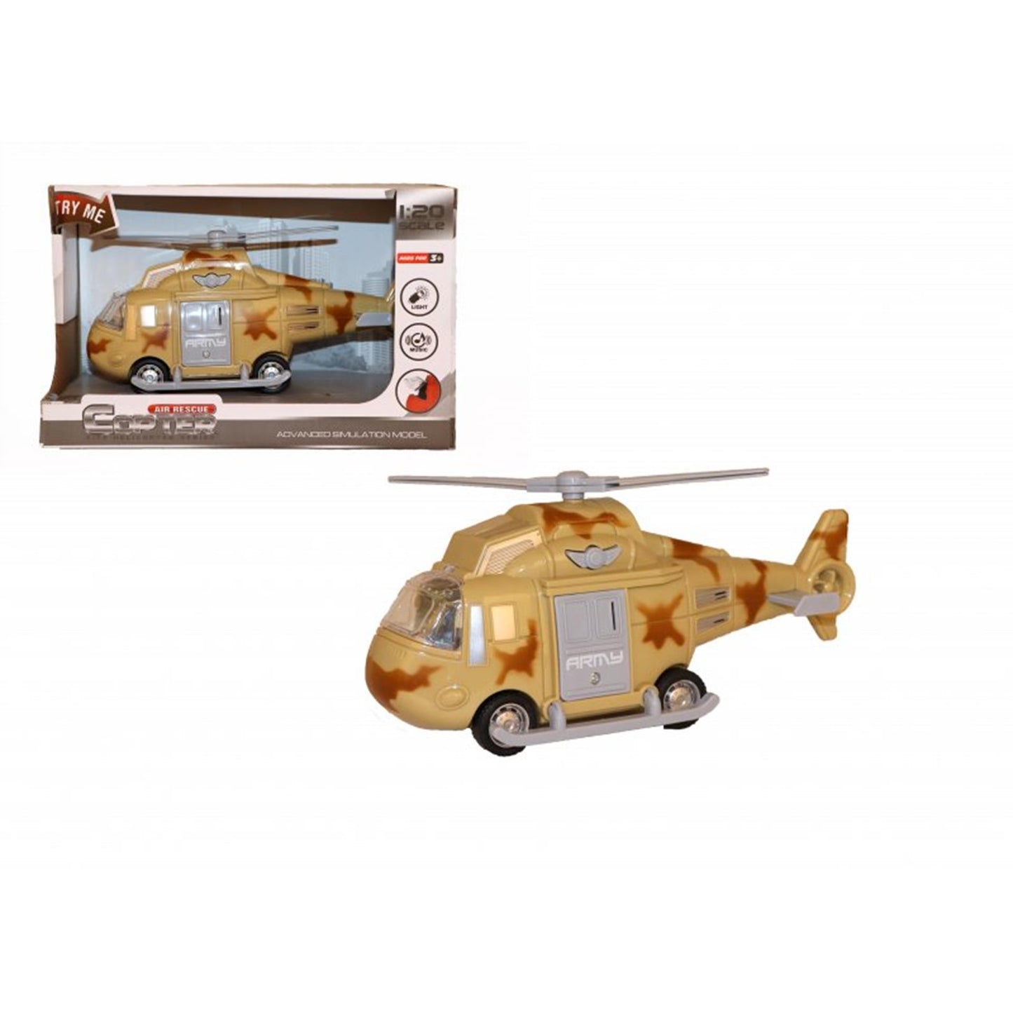 Fricción de helicópteros con luz y sonido.