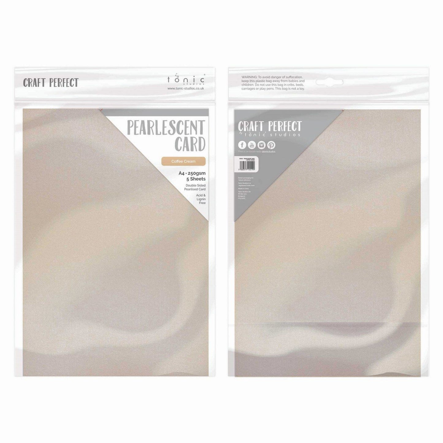 Craft Perfect di Tonic Studios Craft Perfect • cartoncino perlescente A4 250g crema al caffè 5pz