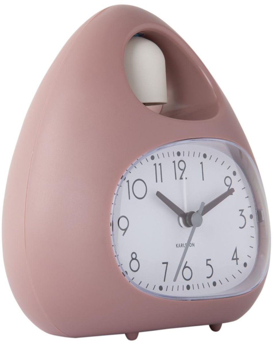 Karlsson wekker blob bell - zachtroze - 12x8x13.7cm - modern - wekker voor slaapkamer - wekkers