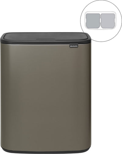 Brabantia bo touch bin contenedor de basura - 2 x 30 litros - separación de residuos - platino