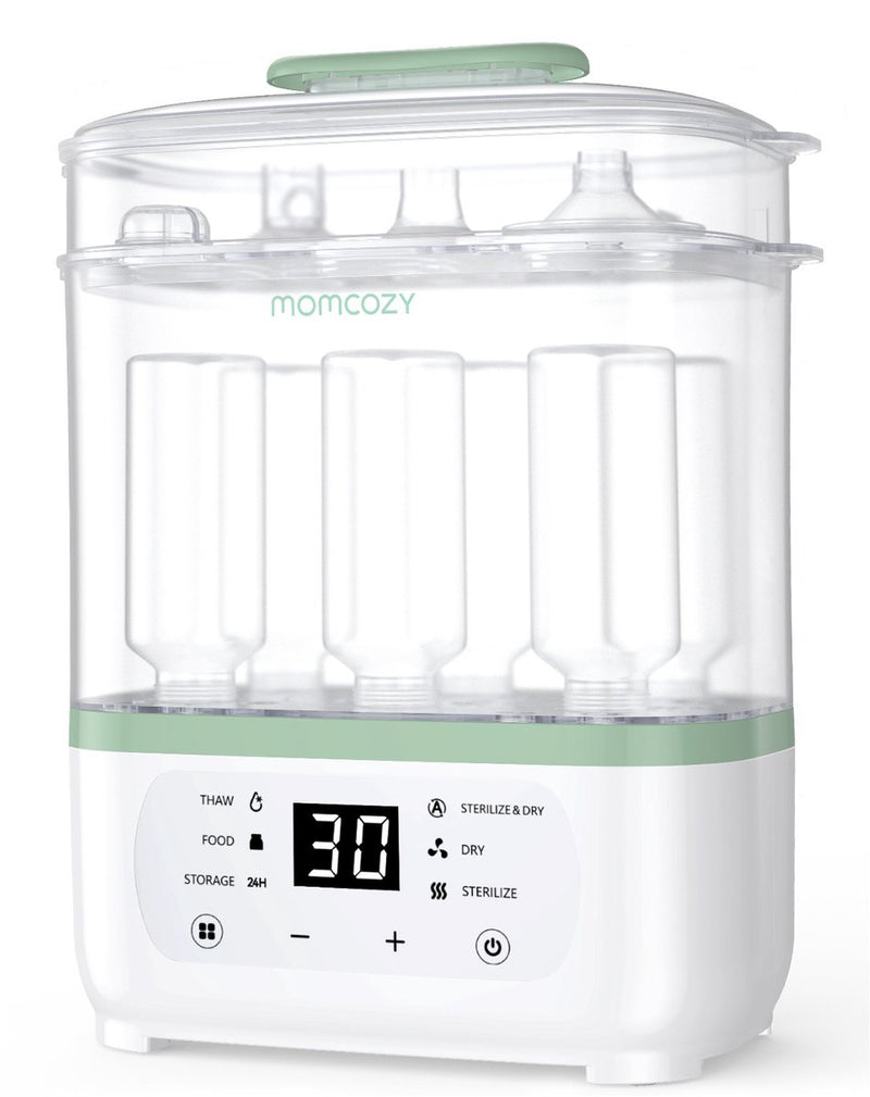 Momcozy Esterilizador secador de biberones 8 en 1 - esterilizador de vapor eléctrico - apto para 8 biberones - almacenamiento estéril las 24 horas