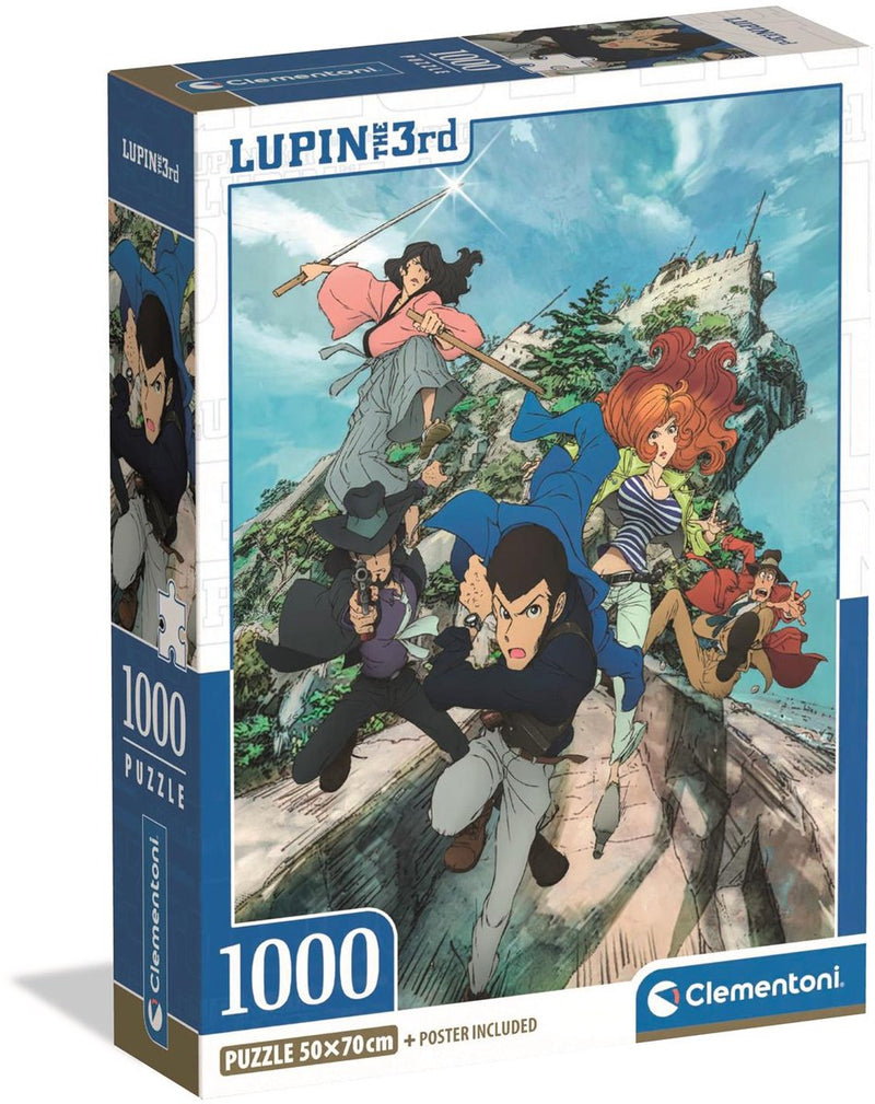 Clementoni - puzzle - 1000 pezzi - lupin iii - scatola compatta - puzzle per adulti