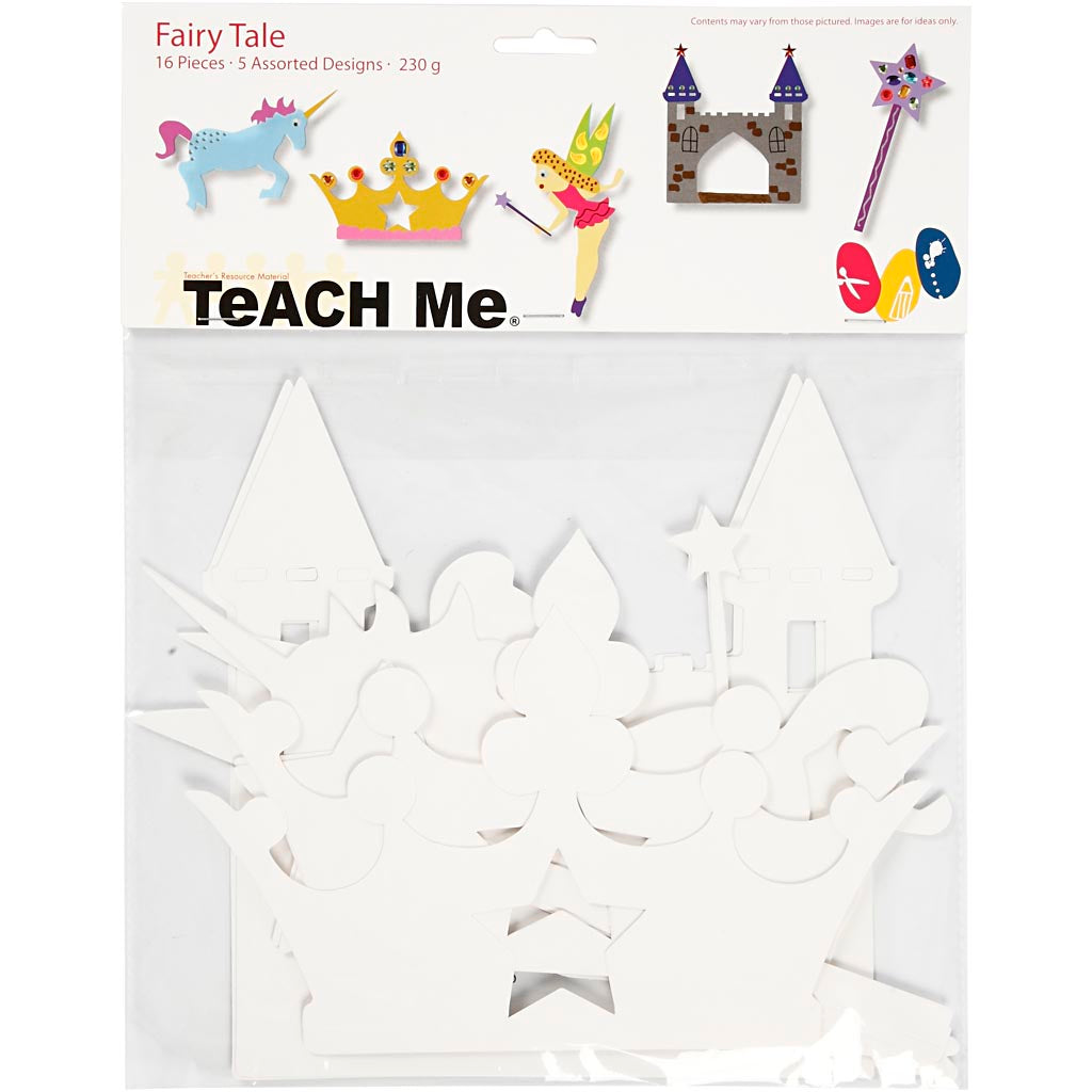 Tale de hadas de Creativ Company, H: 13.5-27.5 cm, B: 9.5-25 cm, 230 gr, blanco, 16 piezas 1 caja