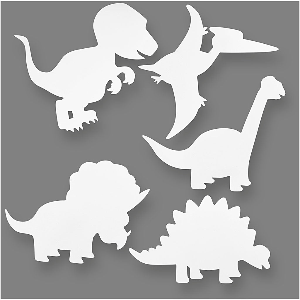 Dinosaurios de Creativ Company, H: 15-22 cm, B: 24-25 cm, 230 gr, blanco, 16 piezas 1 caja