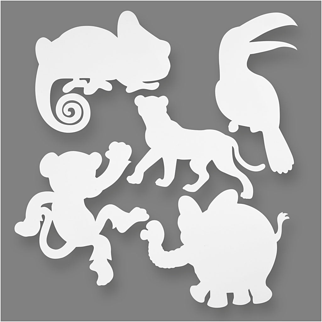 Creativ company animales de la selva, al: 14-25 cm, ancho: 12-23 cm, 230 gr, blanco, 16 piezas 1 caja