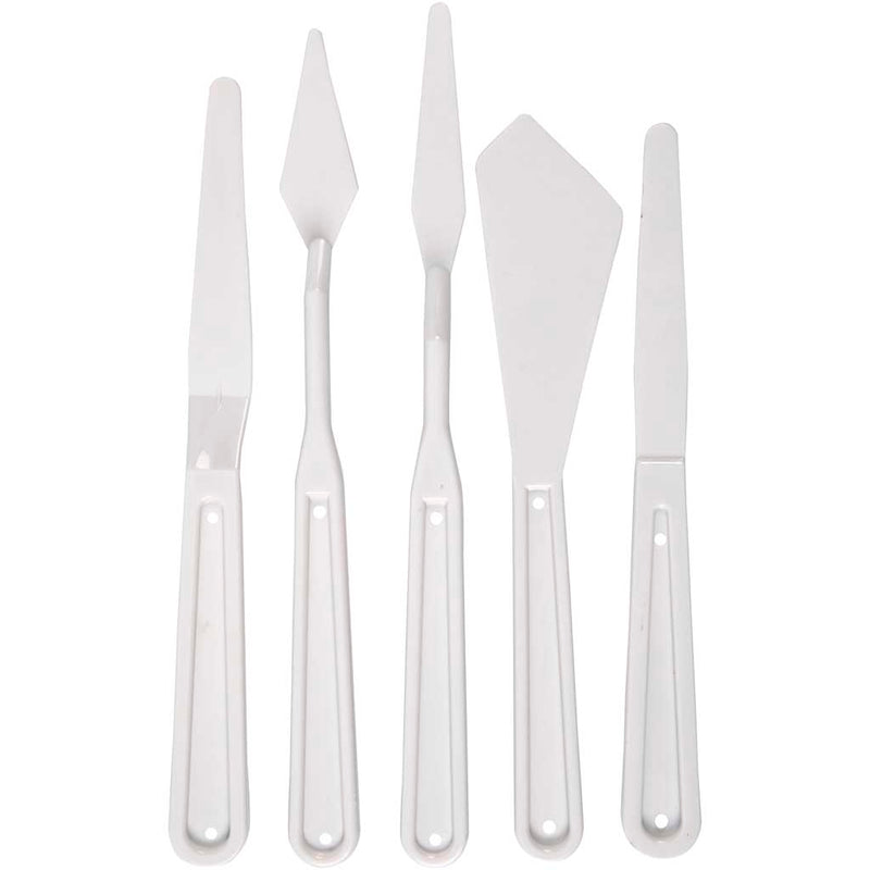 Spatole Creative Company, l: 17-20 cm, l: 13-33 mm, bianco, 5 pezzi 1 scatola