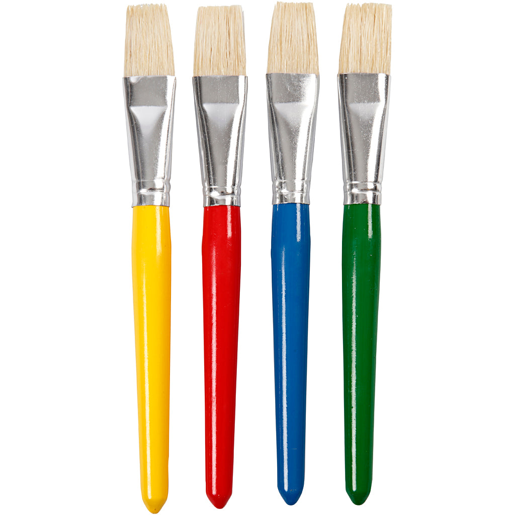 Cepillos de creativ Company para niños, L: 19 cm, B: 20 ​​mm, plano, 4 piezas 1 caja