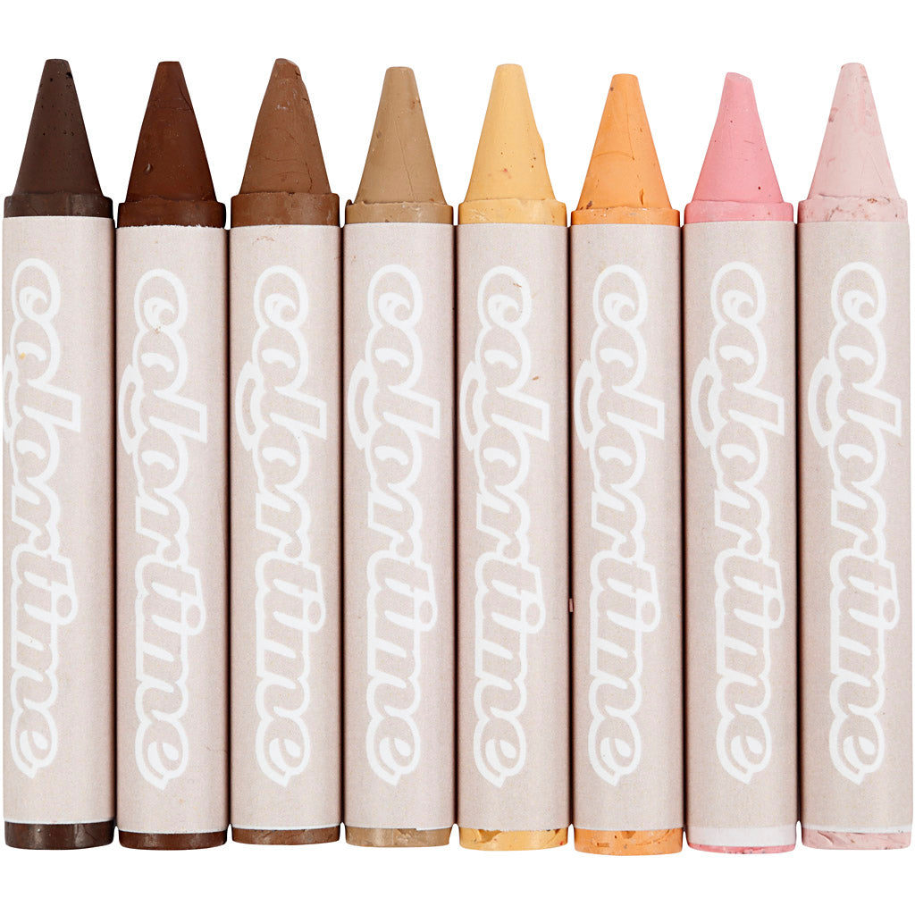 Colortime waskrijt, l: 10 cm, d 15 mm, colori della pelle, 8 pezzi 1 scatola