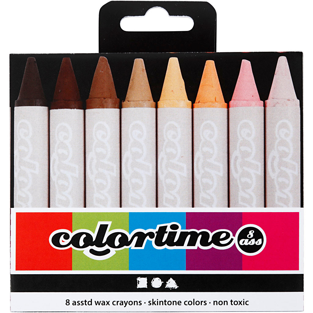 Colortime waskrijt, l: 10 cm, d 15 mm, colori della pelle, 8 pezzi 1 scatola