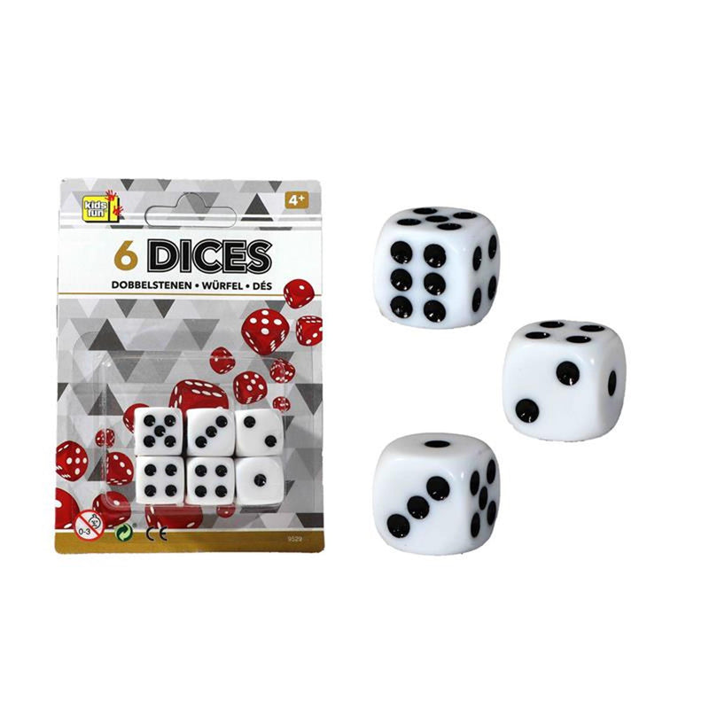 Dadi 6 pezzi su cartoncino ø1,5 cm