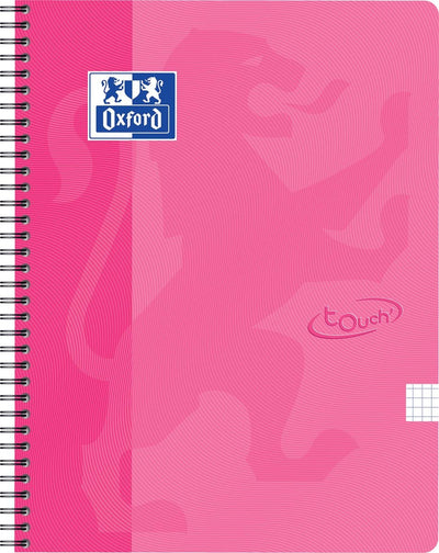 Oxford touch - schrijfblok - a4 - geruit- 140 pagina's - 90g - soft cover - roze