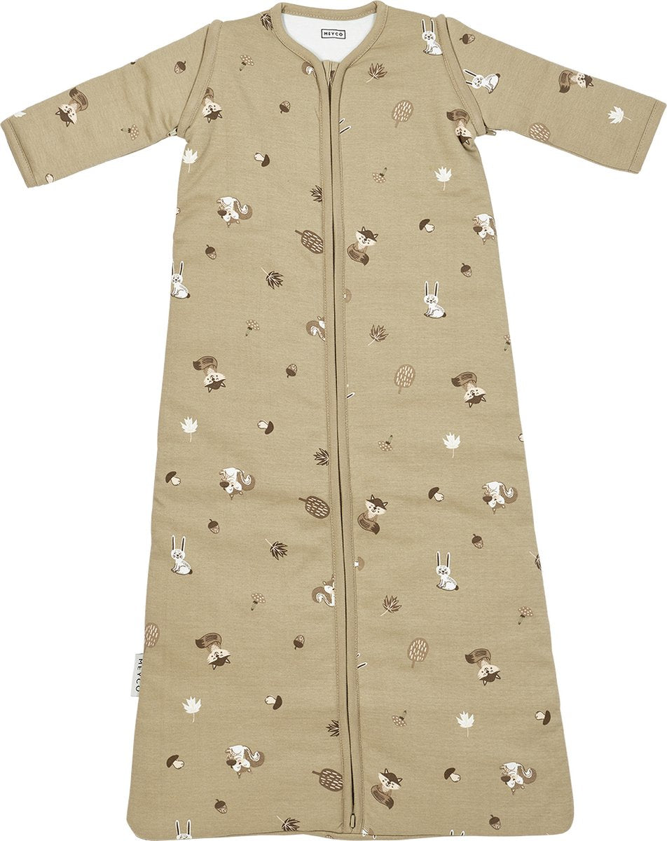 Sacco nanna Meyco Baby Forest Animals con maniche staccabili - sabbia - 90 cm - 2,5 tog