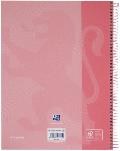Oxford school europeanbook - notebook - colored edge - a4+ - line - 80 sheets - 4 holes - hardcover - pastel pink