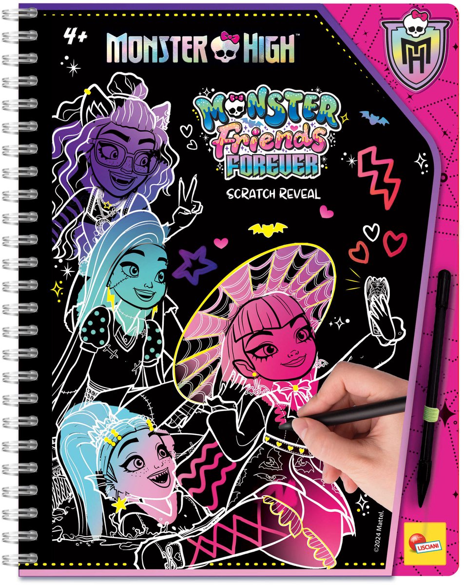 Libro de bocetos de Lisciani Monster High Monster Friends Forever scratch revela