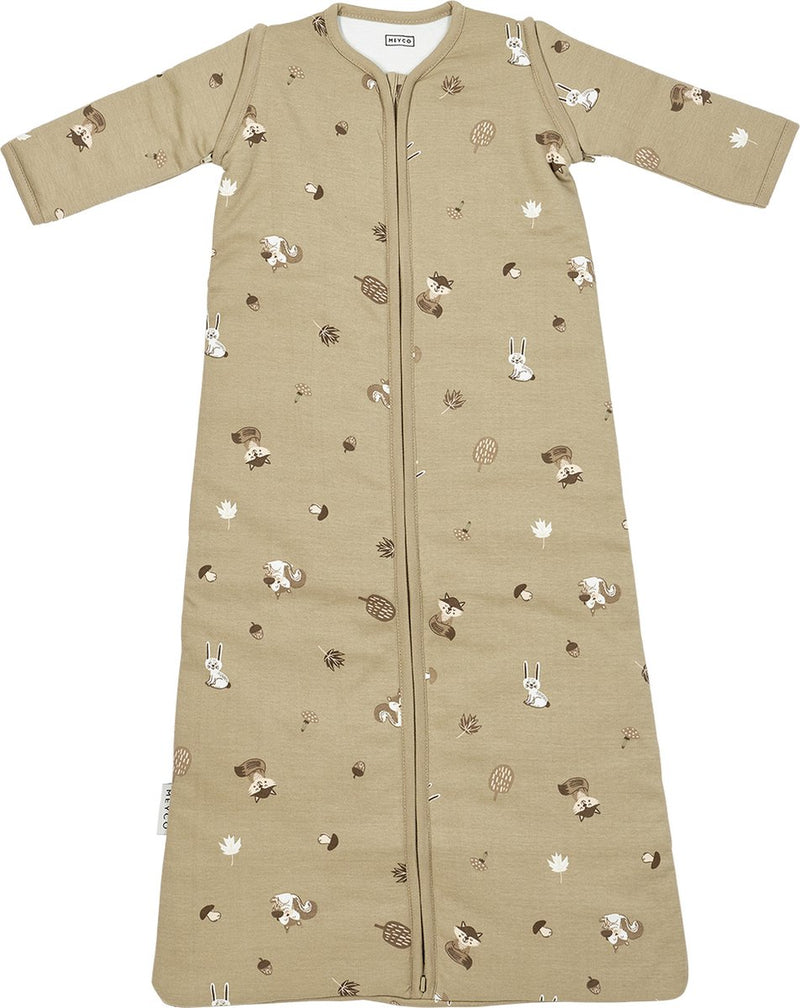 Sacco nanna Meyco Baby Forest Animals con maniche staccabili - sabbia - 110 cm - 2,5 tog