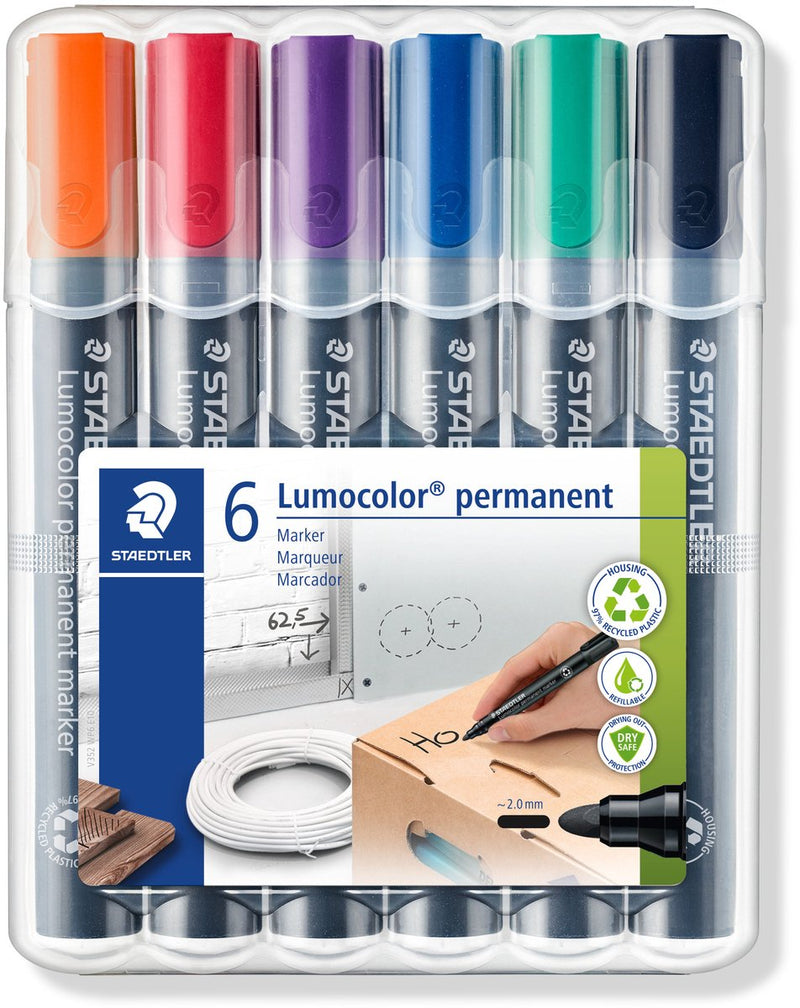 Staedtler lumocolor pennarello indelebile 352 con punta tonda - scatola 6 pz