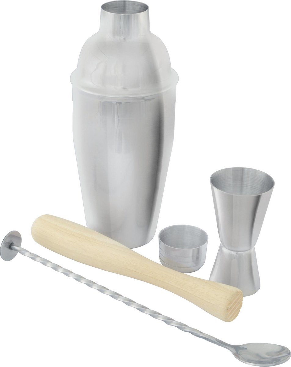 Point-virgule cocktail set - 4-piece - with bar spoon, measure, pestle, cobbler shaker