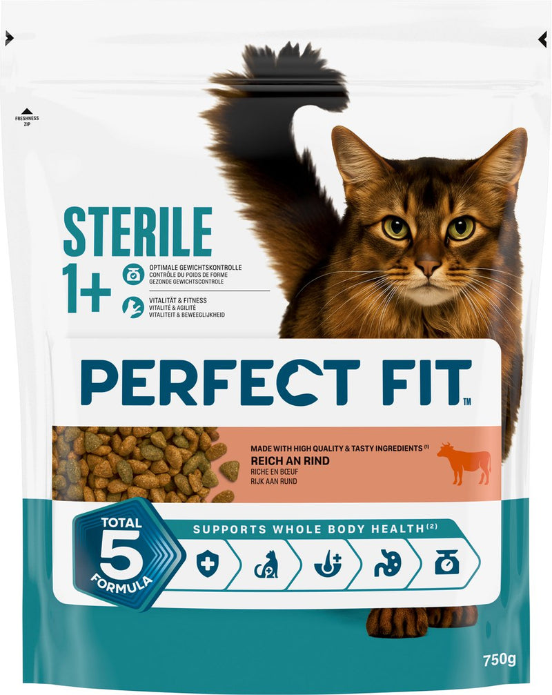 Cibo per gatti Perfect Fit - sterile - sacchetto di manzo 4x750 g