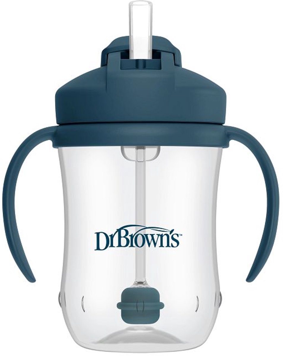 El primer vaso con pajita del bebé del Dr. Brown | azul