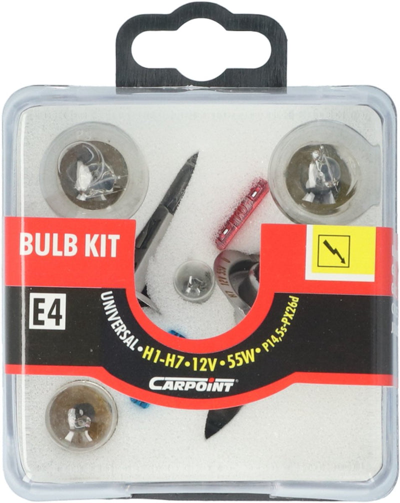 Set lampade di ricambio Carpoint 8 pezzi per auto h1 h7 - 6 lampade - 2 fusibili - pratica scatola portaoggetti - marchio di qualità E - durevole e affidabile - installazione semplice