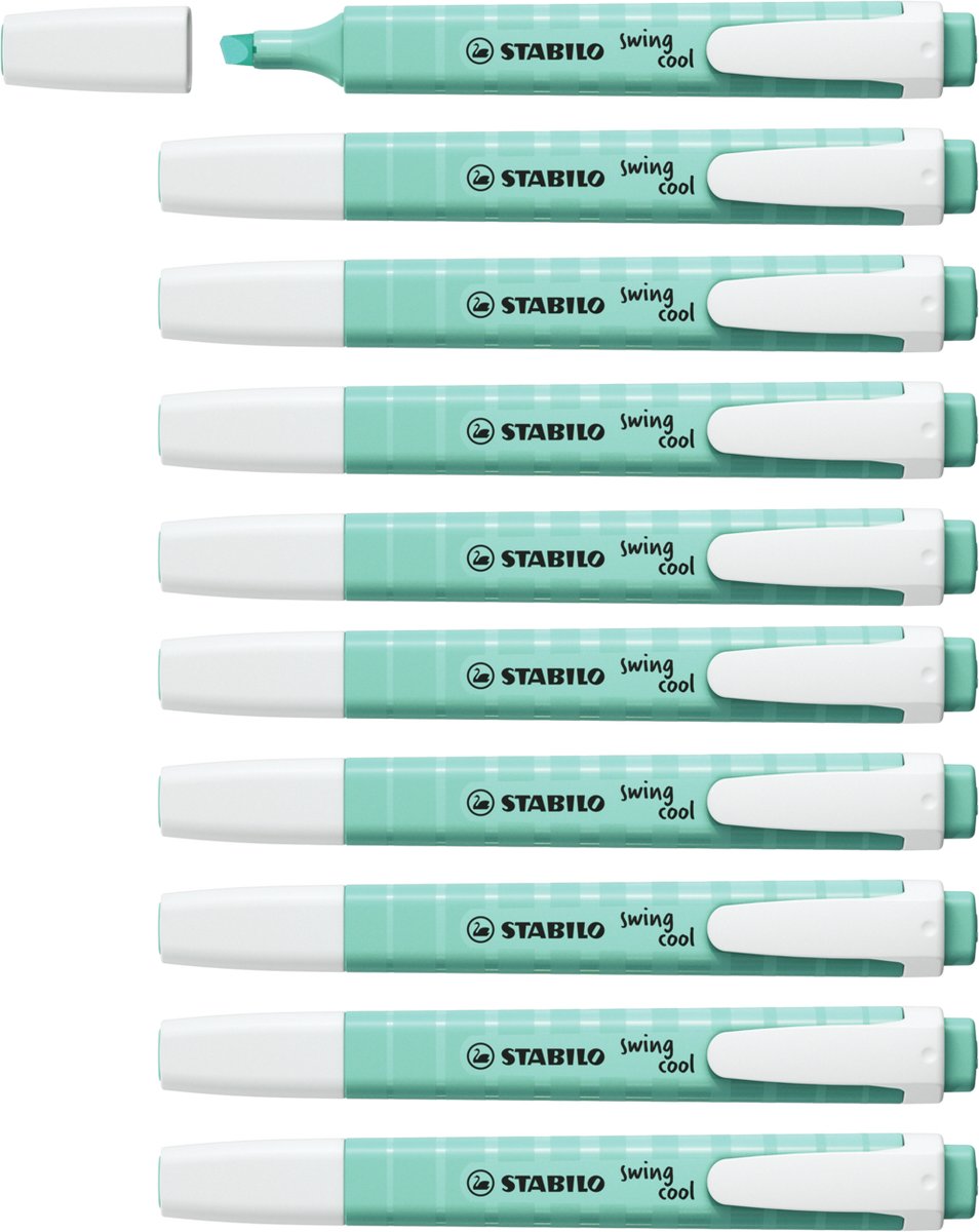 Stabilo swing cool - markeerstift - perfect voor onderweg - pastel - vleugje turquoise - doos 10 stuks