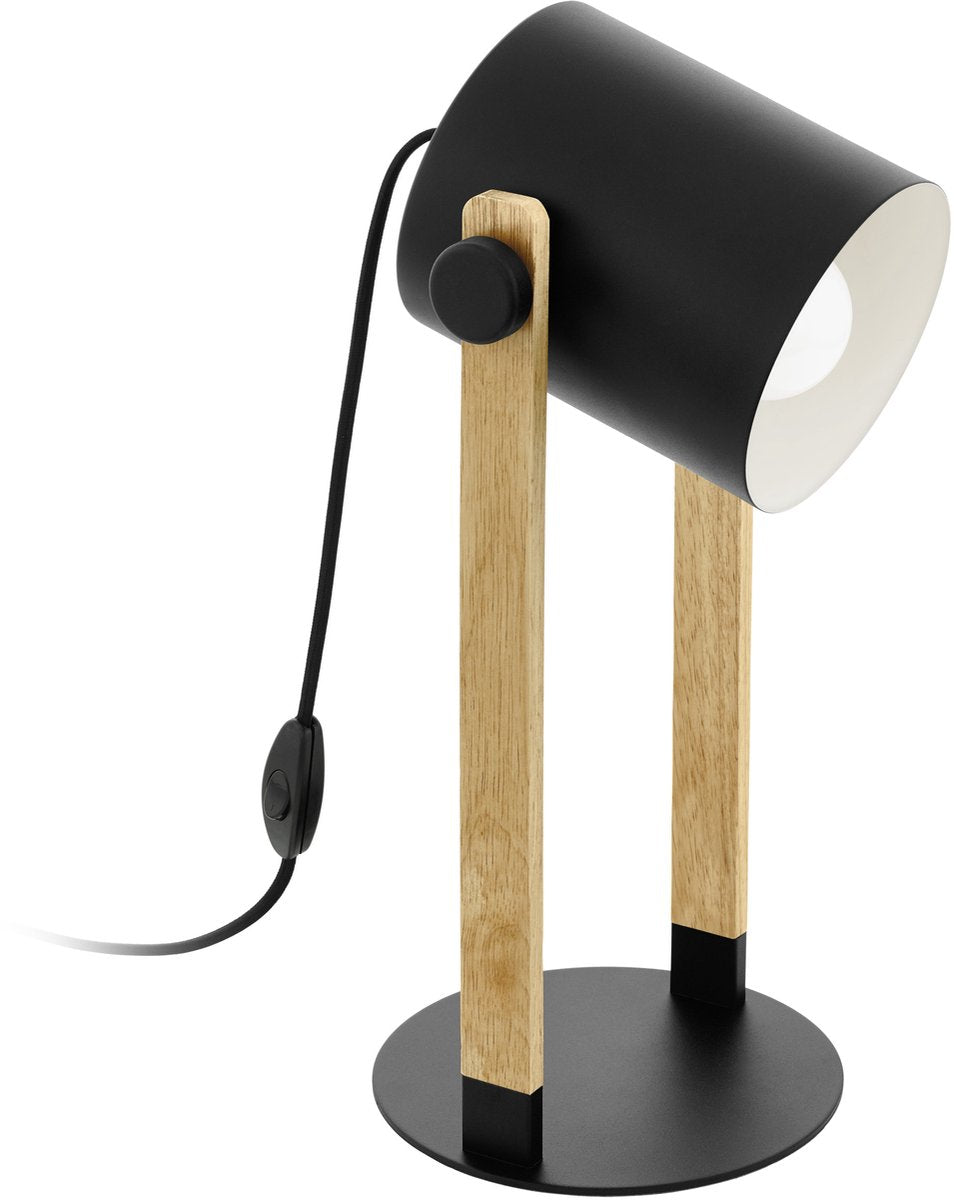 Lampada da tavolo Eglo in corno - 1 luce - 42 cm - E27 - legno nero - legno FSC