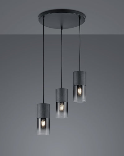 Trio robin - lámpara colgante - negro mate - excl. 3xe27 28w