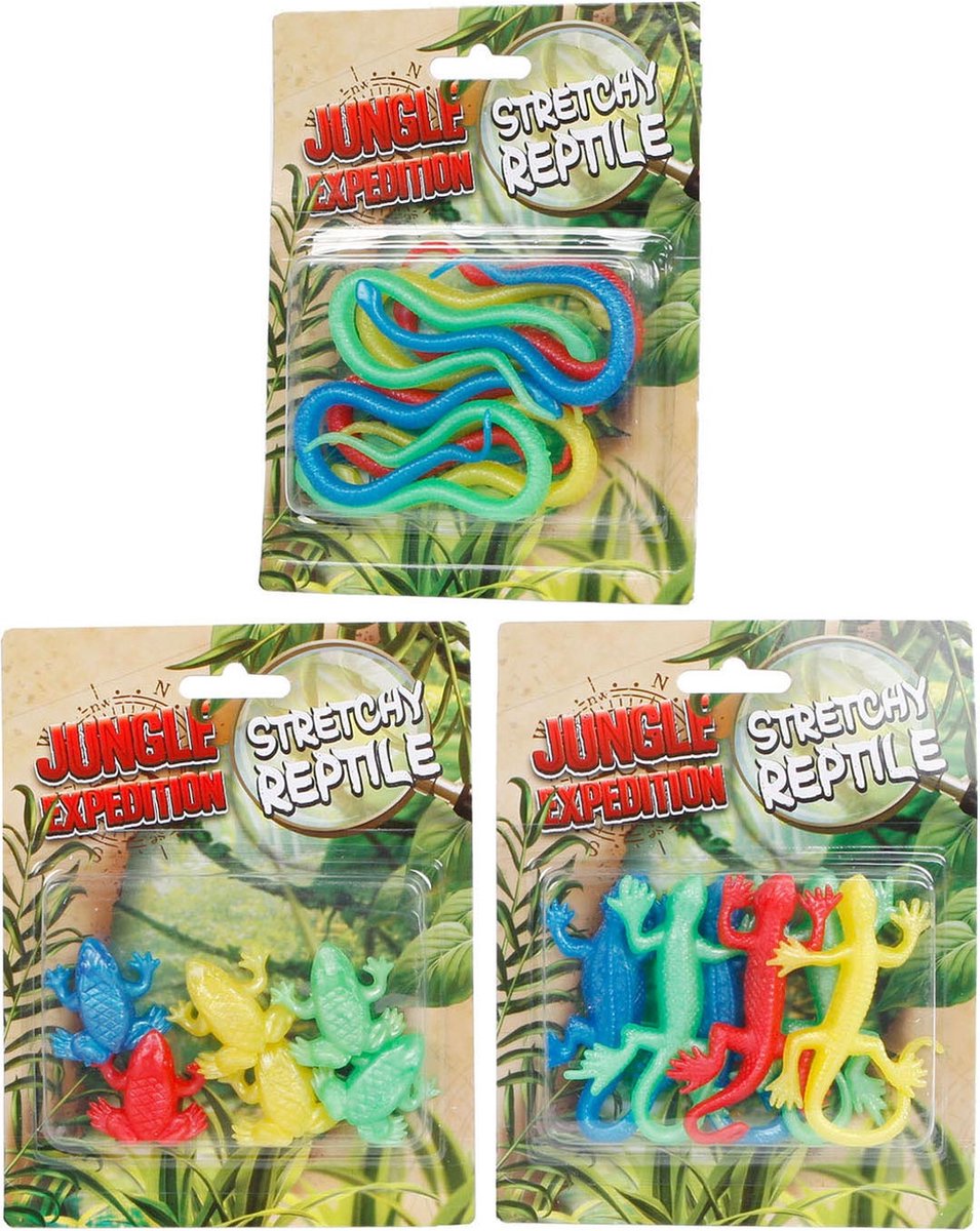 Jungle expedition stretch reptielen 10cm 6 stuks op kaart