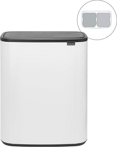 Brabantia bo touch bin contenedor de basura - 2 x 30 litros - separación de residuos - blanco